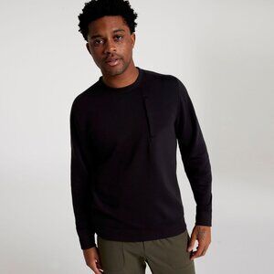 VRST Men's Pinnacle Fleece Crew Sweatshirt,Pure Black